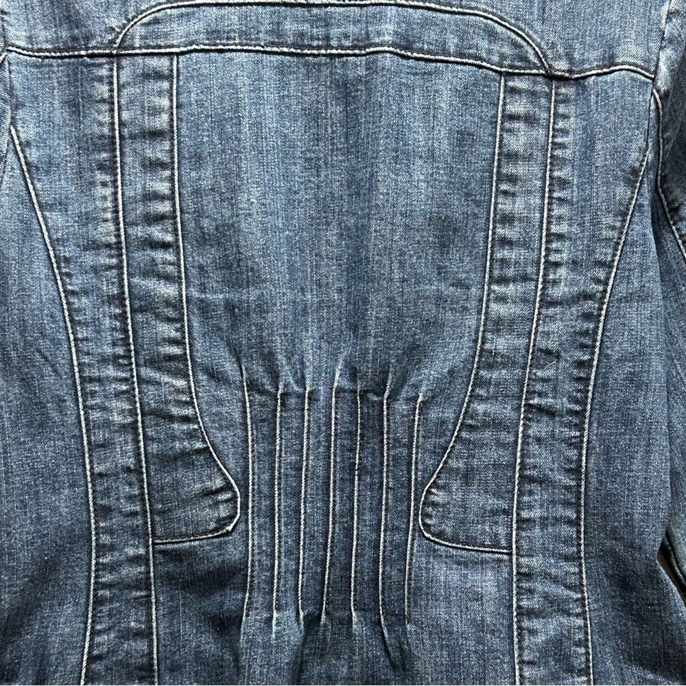 Christiana Zinn Blue Denim Zippered Jacket w/ Ruffles & Pin Tucks - Size PM - Picture 10 of 12